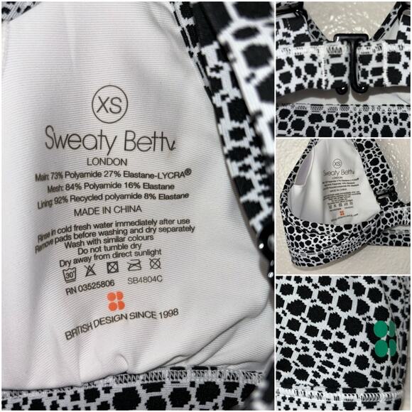 Sweaty Betty Retro Bikini Top Monochrome Croc Jacquard black/white women's XS - Picture 4 of 15